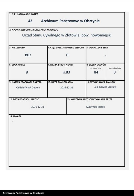 Obraz 1 z jednostki "Księga małżeństw Nr 1 - 12,1 - 9,1 - 15,1 - 12,1 - 17 i 1 - 15 /brak lat 1880 - 1882/ /przepisana w języku polskim z oryginału niemieckiego w dniach 8.10.-11.10.1961/"