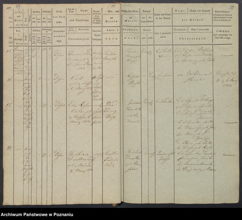 Obraz 13 z jednostki "[Akta urodzeń i chrztów, zgonów i pogrzebów, zapowiedzi i ślubów]"