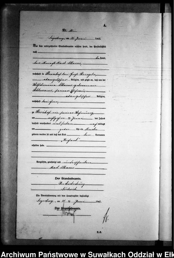 image.from.unit.number "[Geburts-Neben-Register des Preussischen Standes-Amtes Gr. Strengeln Kreis Angerburg]"