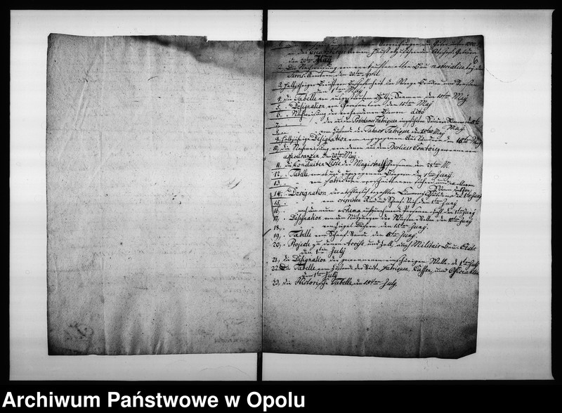 Obraz 9 z jednostki "Acta des Magistrats zu Oppeln von den Fixirten monatlichen Eingaben und der Termins Tabelle"