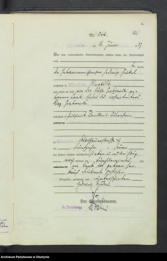 image.from.unit.number "Sterbe-Haupt-Register Tom II, Nr 352-717"