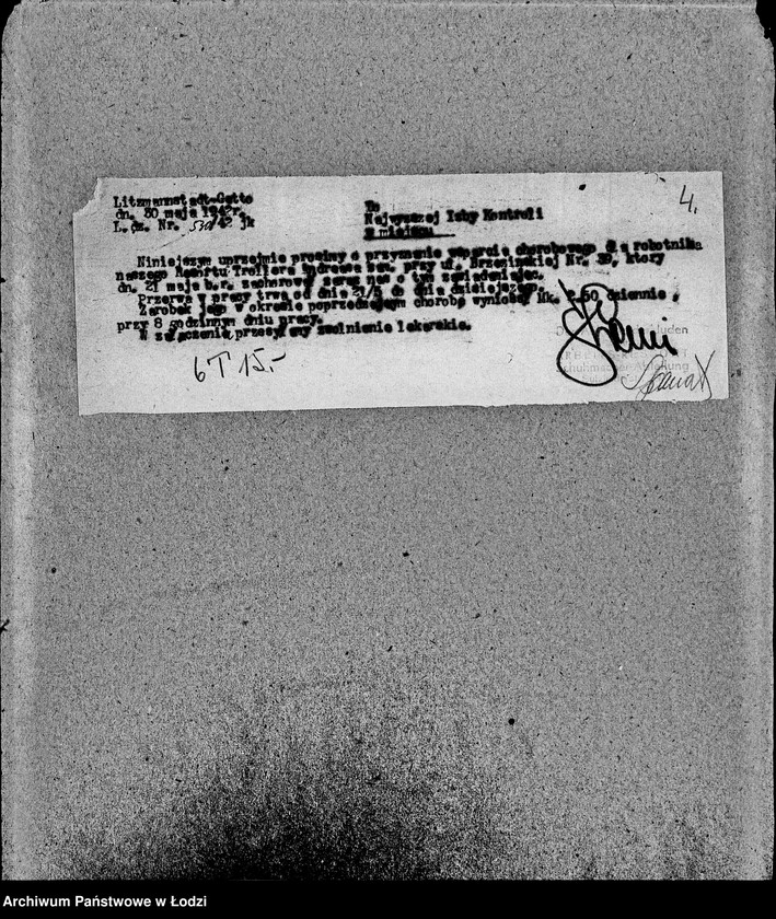 Obraz 7 z jednostki "Schuhmacher-Abteilung [Zasiłki chorobowe dla pracowników wydziału, listy pracowników, zaświadczenia lekarskie]"