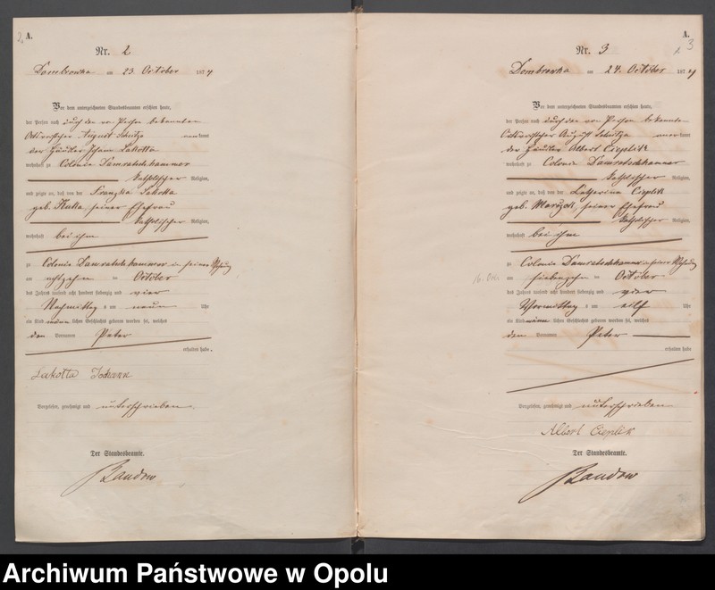 image.from.unit "Geburts-Haupt-Register Königl.[ich] Dombrowka 1874 1-23"