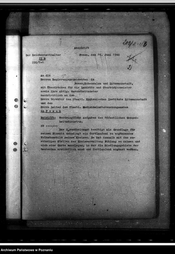 Obraz 6 z jednostki "Aufgaben der Gesundheitsämter. Aktenplan in Gesundheitsämtern. Arbeitsübersicht der Gesundheitsämter. Abfertigung von Juden und Polen."