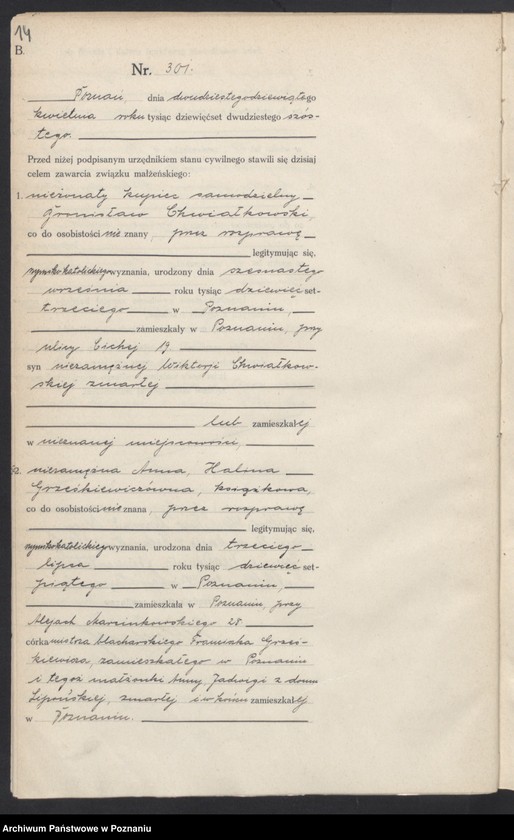 Obraz 16 z jednostki "Księga miejscowa małżeństw tom II [Rejestr główny małżeństw]"