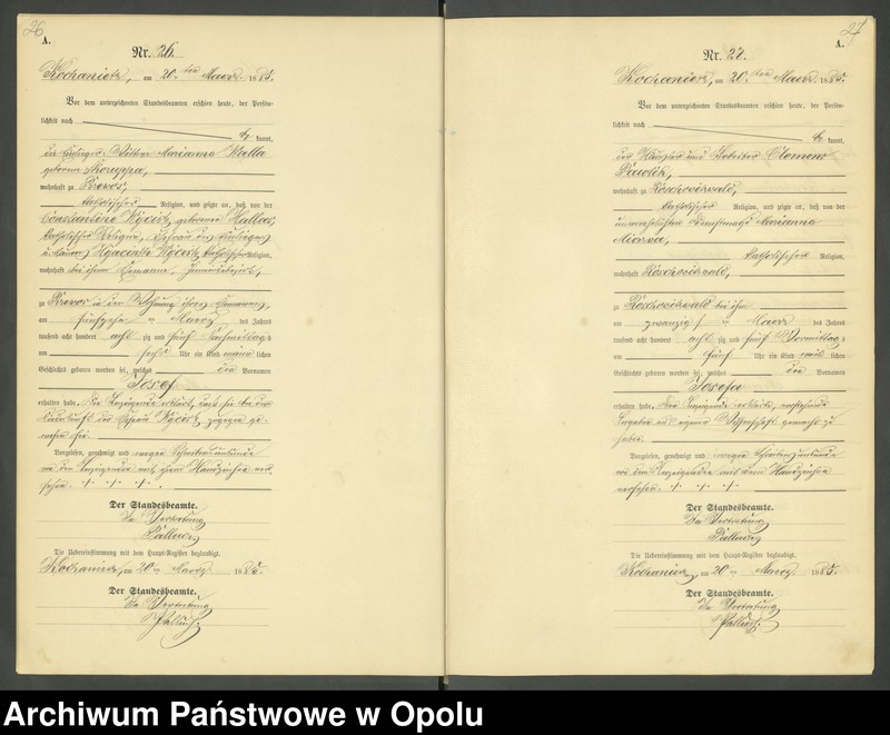 image.from.unit.number "Urząd Stanu Cywilnego Kochaniec Księga urodzeń rok 1885"