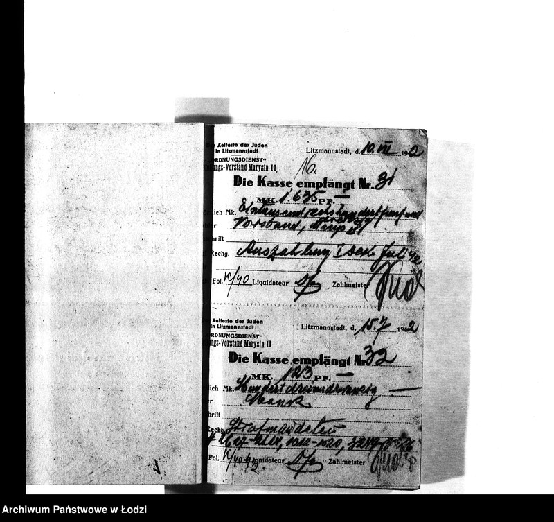 Obraz 18 z jednostki "[Pokwitowania otrzymanych pieniędzy, listy wypłat i inne]"