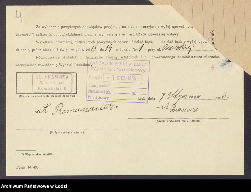 image.from.unit.number "Księga inwentarzowa nieruchomości m. Łodzi ul. Orawska"