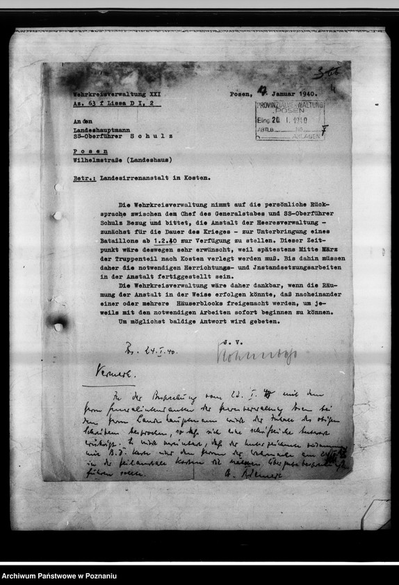 Obraz 8 z jednostki "Verhandlungen und Vertrag über die Vermietung an die Vermacht - Gauheilanstalt Kosten."