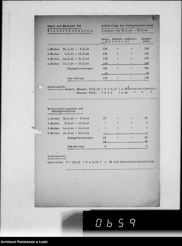 Obraz 17 z jednostki "Statistik [zatrudnienie i produkcja w Getcie według resortów i wydziałów, wykazy dostaw artykułów żywnościowych]"