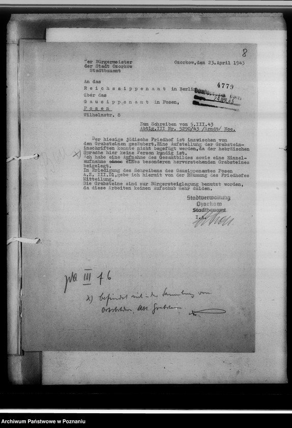 Obraz 12 z jednostki "Steindenkmäler [likwidacja żydowskich cmentarzy]"