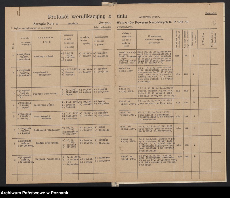 Obraz 20 z jednostki "Komisja Weryfikacyjna Związku Weteranów Powstań Narodowych Rzeczypospolitej Polski - wnioski powstańców."