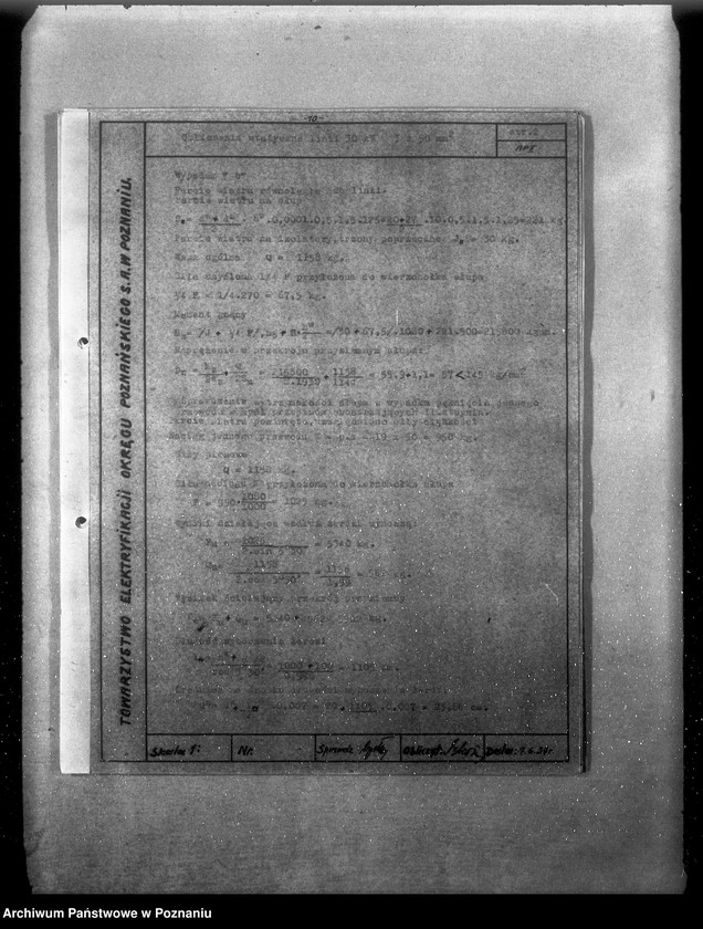 Obraz 14 z jednostki "/Opisy techniczne i rysunki projektu napowietrznych linii elektrycznych 30 km z Poznania do Gostynia przez Zaniemyśl Dolsk oraz z Poznania do Rogoźna przez Oborniki/"