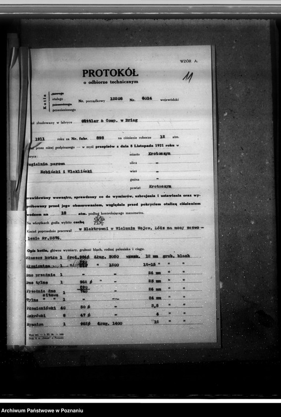 Obraz 15 z jednostki "Cegielnia parowa w Krotoszynie nr woj. kotła 6014"