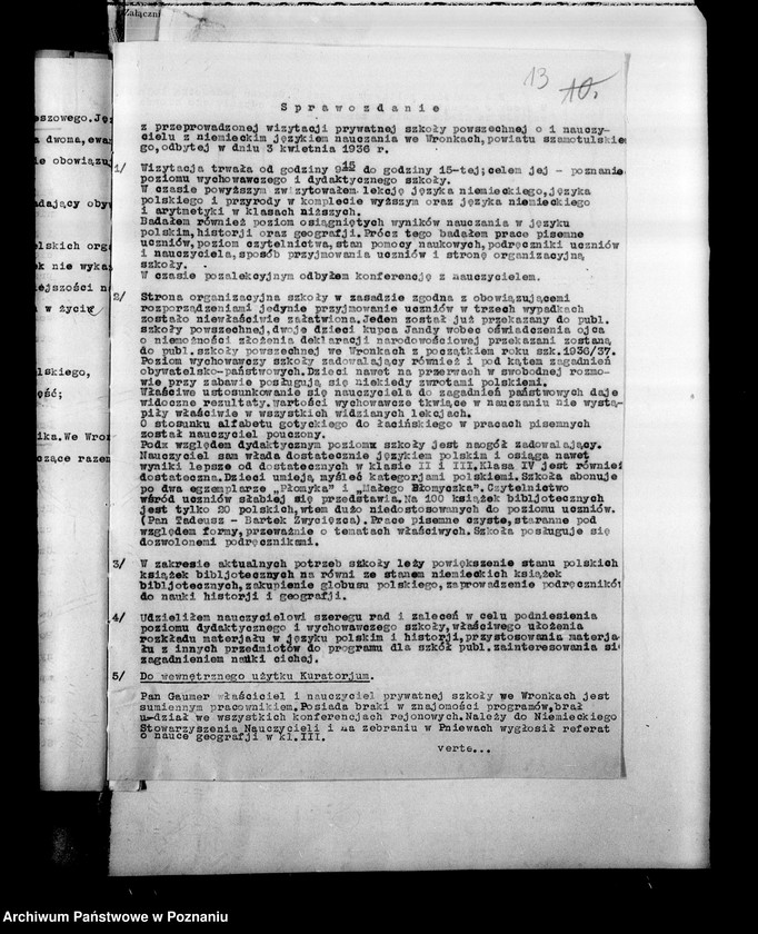 Obraz 17 z jednostki "Prywatna Szkoła Powszechna z niemieckim językiem nauczania Wronki powiat Szamotuły"