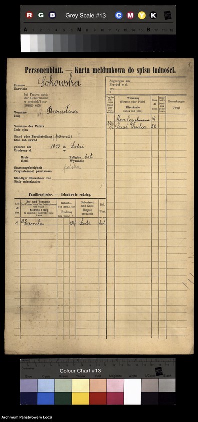 Obraz 4 z jednostki "[Spis ludności Łodzi] Sokowska-Sońska"