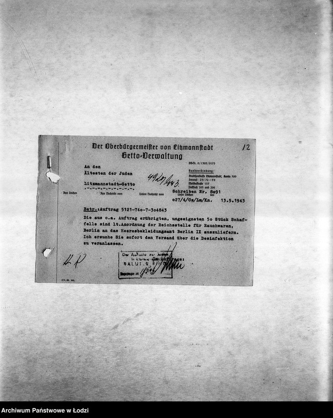 Obraz 15 z jednostki "Arbeitsressort K. [Niemieckie zamówienia do resortów pracy, produkcja, zapotrzebowanie materiałów dla produkcji]"