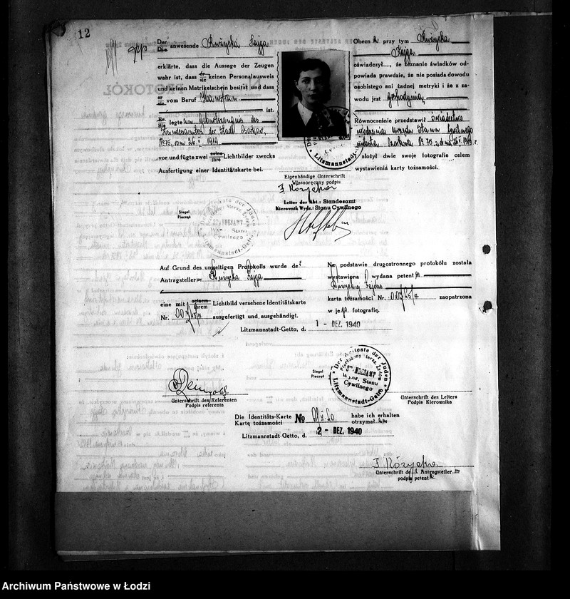 Obraz 15 z jednostki "[Protokoły stwierdzające na podstawie zeznań 2 świadków personalia i tożsamość osób ubiegających się o kartę tożsamości]"