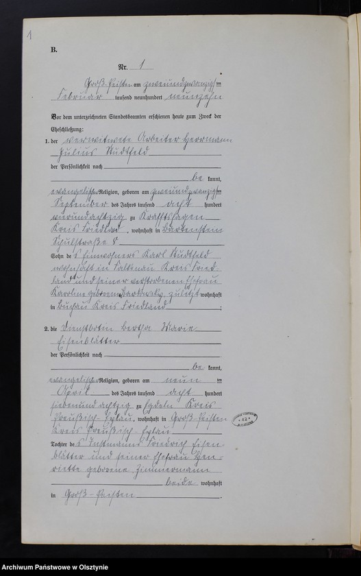 image.from.unit.number "Heiraths-Neben-Register Nr 1 - 27 [ Księga małżeństw - wtóropis ]"