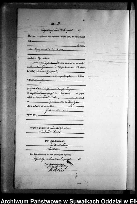 image.from.unit.number "[Geburts-Neben-Register des Preussischen Standes-Amtes Gr. Strengeln Kreis Angerburg]"