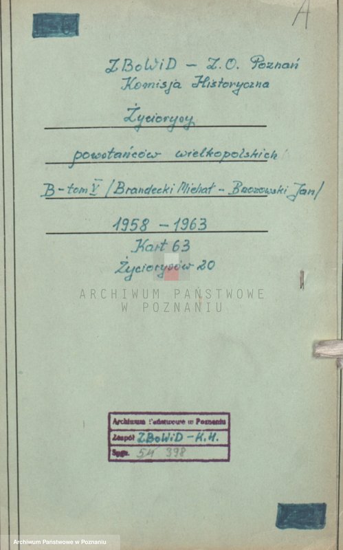 Obraz 4 z jednostki "Życiorysy powstańców wielkopolskich: B - tom V /Brandecki Michał - Brzozowski Jan/."