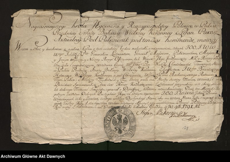 image.from.unit.number "Zbiór pism rozmaitych Wydziału Wojskowego tyczących, w. XVI - XVIII"