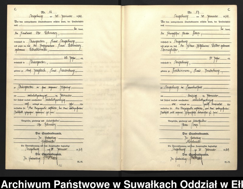 image.from.unit.number "C2. Sterbe = Register (Neben = Register) Standesamt Angerburg einschl. der Standesamtsbezirke Gross Strengeln, Kehlen und Prinowen]"