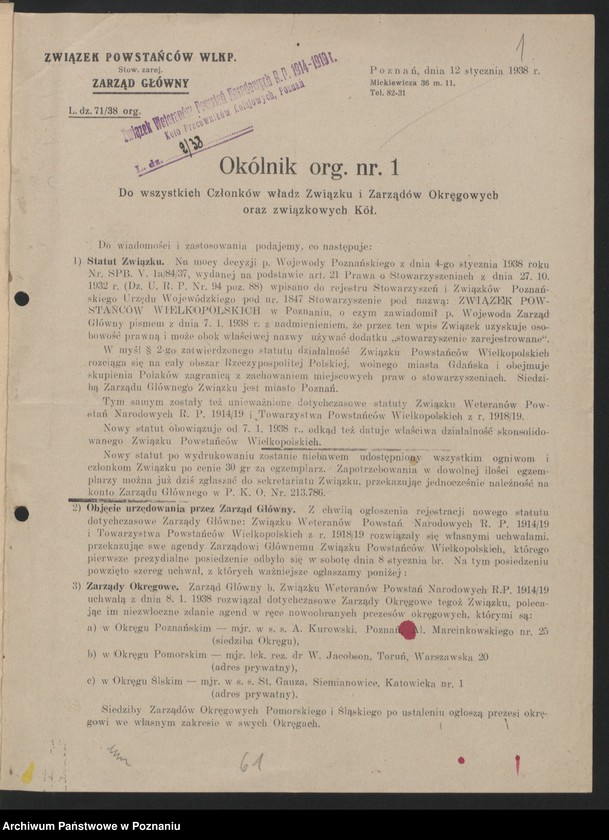 image.from.unit.number "Okólniki Okręgu Poznańskiego Związku Powstańców Wielkopolskich."