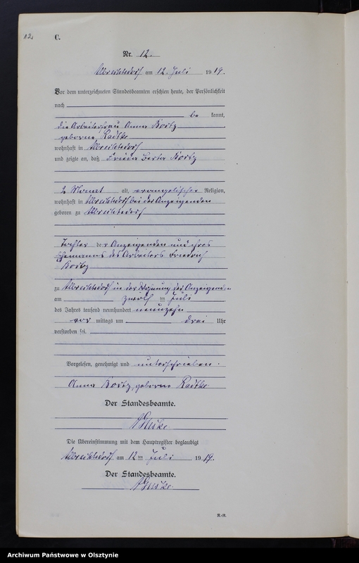 image.from.unit.number "Sterbe-Neben-Register Nr 1 - 19 [ Księga zgonów - wtóropis ]"