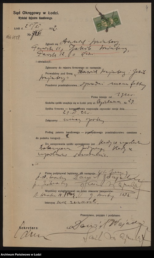 Obraz 6 z jednostki "Dawid Wajnberg i Jakób Wajnberg- handel manufakturą"