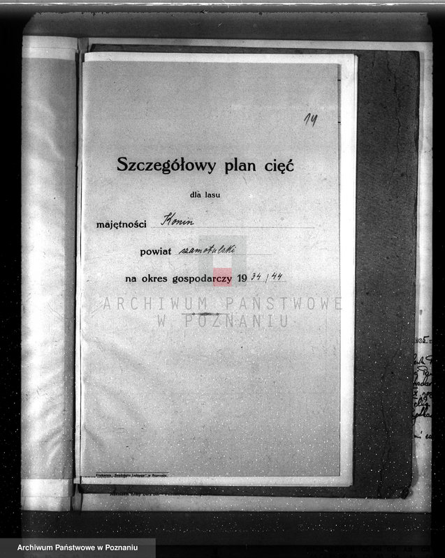 image.from.unit.number "Plan urządzenia gospodarstwa leśnego dla lasu majętności Konin powiat szamotulski 1934-1944"
