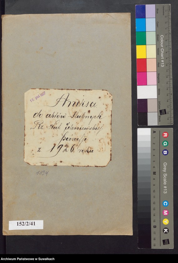 Obraz 2 z jednostki "Aneksa do aktów ślubnych Rz-kat. Jeleniewskiej parafji z 1926 roku"