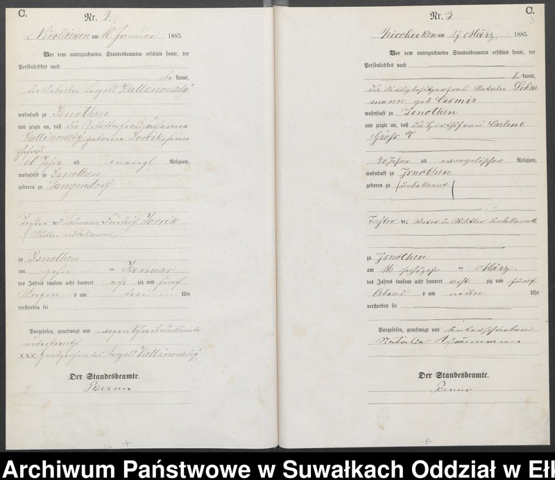 image.from.unit.number "Sterbe-Haupt-Register des Königlich Preussischen Standes-Amtes Forstrevier Nicolaiken Kreis Sensburg für das Jahr 1885[do 1887]"