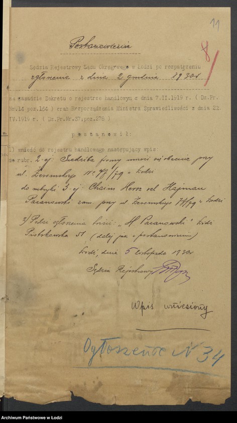 Obraz 13 z jednostki "Chaim Herszel vel Heiman Pacanowski- sprzedaż towarów manufakturowych i garderoby"