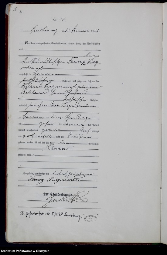 image.from.unit.number "Geburts-Haupt-Register Nr 1 - 329"