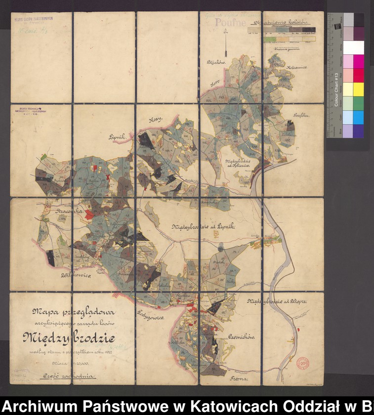 image.from.unit.number "Mapa przeglądowa arcyksiążęcego zarządu lasów Międzybrodzie wg. stanu z początkiem roku 1922"