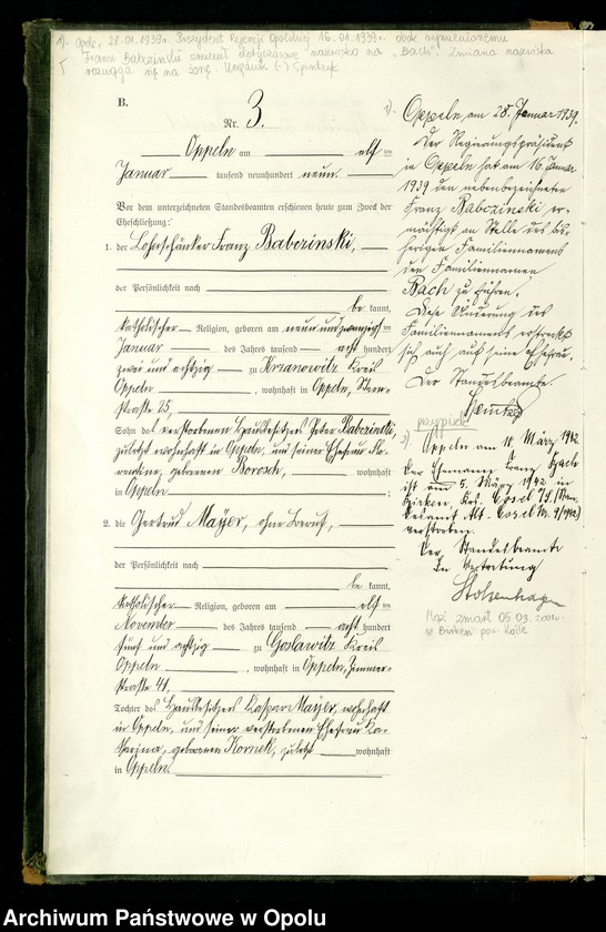 Obraz 8 z jednostki "Rejestr Malżeństw pierwopis 1909 [Opole] 1-173"