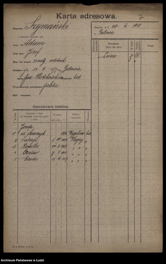 Obraz 9 z jednostki "[Spis ludności Łodzi] Szymański-Szymczacka"