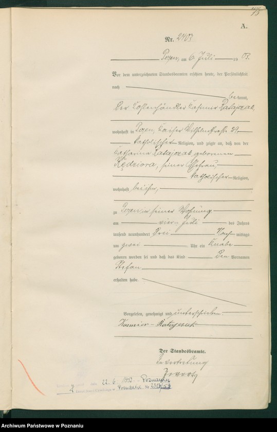 Obraz 15 z jednostki "Księga urodzeń tom V"