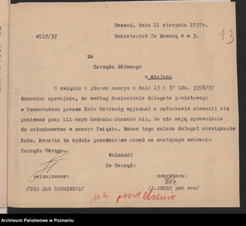 Obraz 16 z jednostki "Ostroróg, powiat Szamotuły - akta koła."