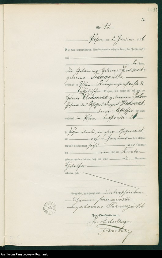 Obraz 17 z jednostki "Księga miejscowa urodzeń tom I"