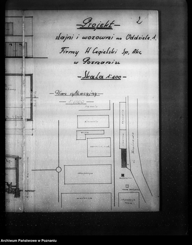Obraz 7 z jednostki "/Projekt szatni, stajni, wozowni, i składnicy na butle tlenowe na terenie I Oddziału Fabryki H. Cegielskiego w Poznaniu/"