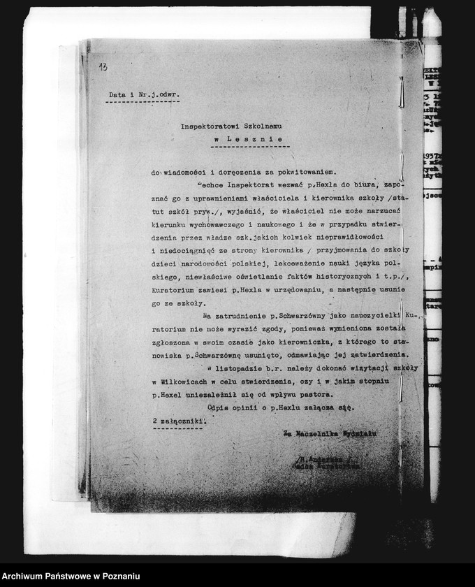 Obraz 16 z jednostki "Prywatna Szkoła Powszechna z niemieckim językiem nauczania Wilkowice, powiat Leszno"