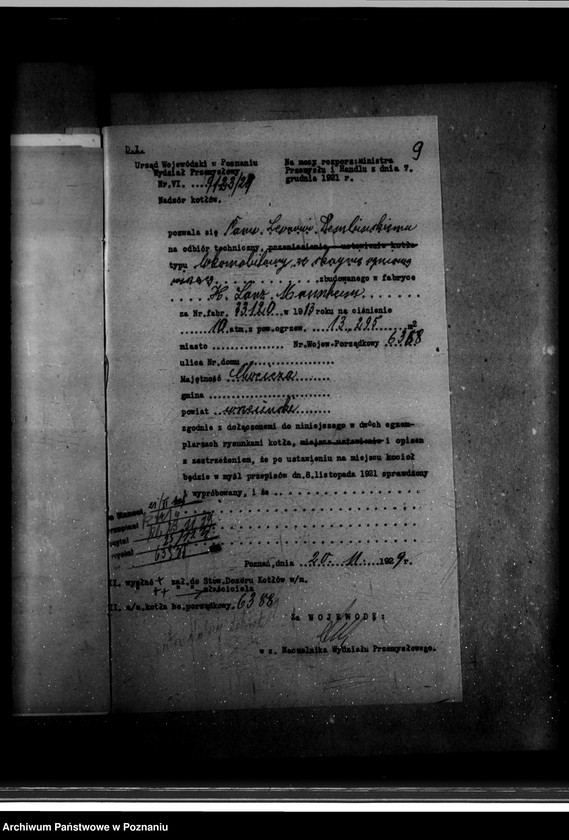 image.from.unit.number "Majętność ziemska w Chociczy Małej powiat wrzesiński własność L. Dembińskiego nr woj. kotła 6388"