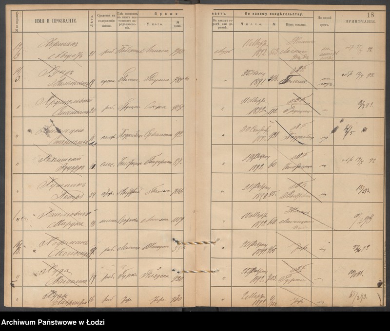 Obraz 20 z jednostki "[Księga ludności niestałej m. Łodzi lit. Ch]"