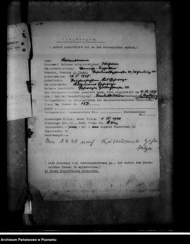 Obraz 9 z jednostki "Bewerbungen um Anstellung von Beamten"