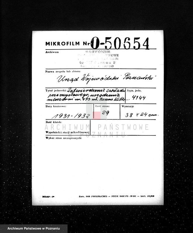 Obraz 2 z jednostki "Zatwierdzenie zakładu przemysłowego, urządzenia mleczarni nr 473 własność Benno Witte - Czarnków"