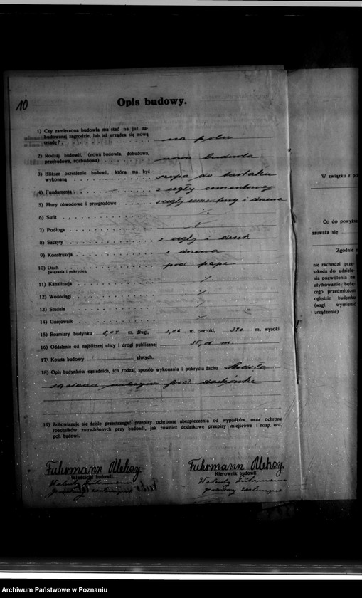 Obraz 14 z jednostki "Zatwierdzenie zakładu przemysłowego /tartaku/ Aleksego Fuhrmanna w Nowejwsi powiat wolsztyński"