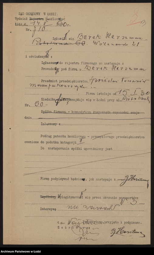 Obraz 5 z jednostki "Berek Herszman- sprzedaż towarów manufakturowych"