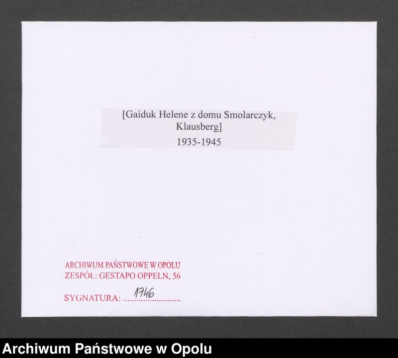 Obraz 2 z jednostki "[Gaiduk Helene z domu Smolarczyk, Klausberg]"